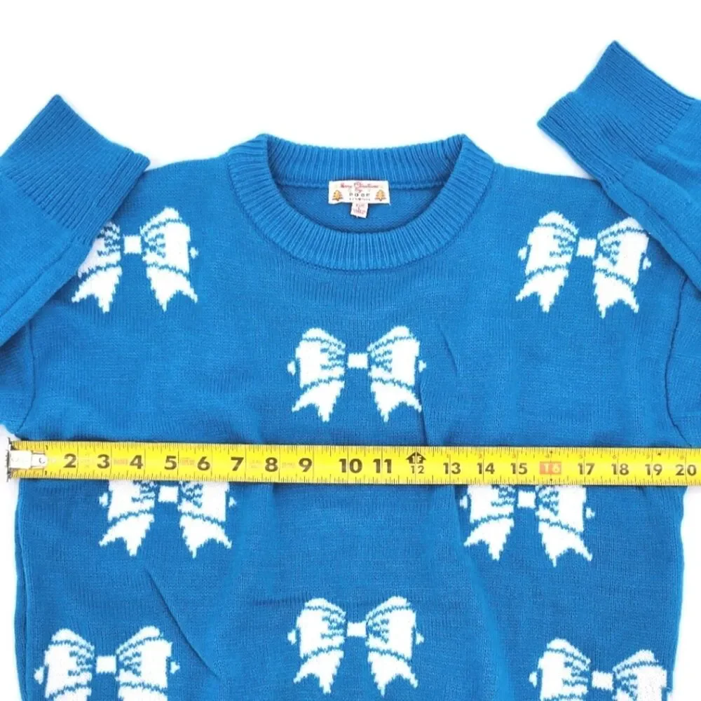 Merry Christmas by Poof Bow Sweater Size Large Womens Fall Winter Holiday Bows